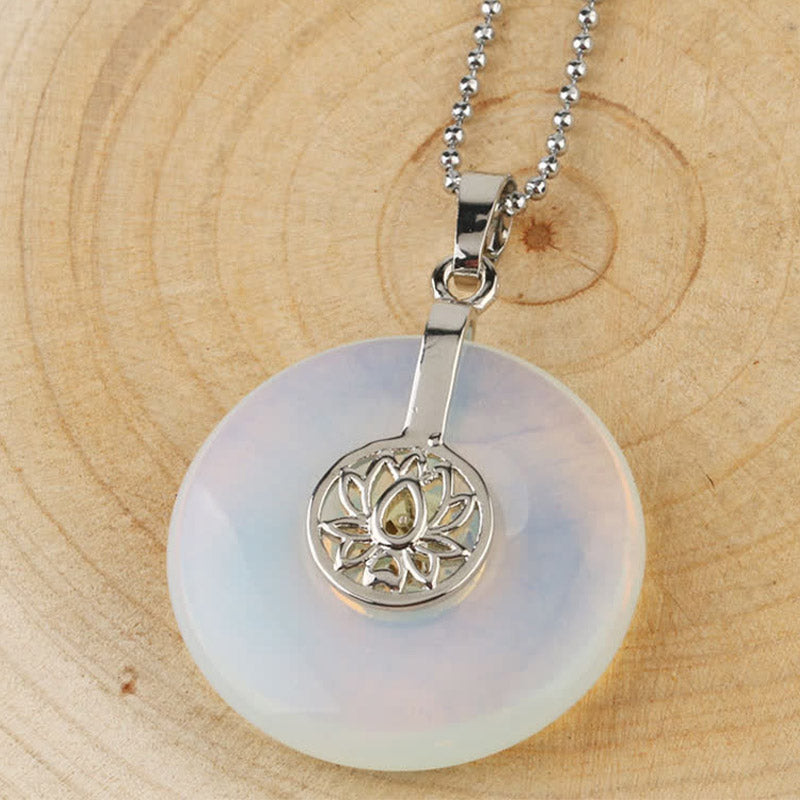 KarmaRipple's Various Gemstone Amethyst Pink Gemstone Lotus Balancing Pendant Necklace p3