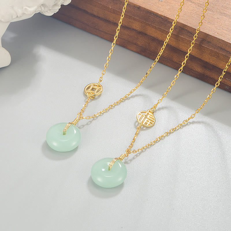 KarmaRipple's Jade Fu Character Bronze Coin Peace Buckle Abundance Pendant Necklace p3