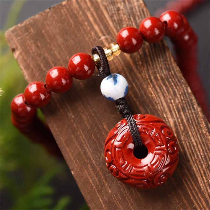 KarmaRipple's Tibetan Cinnabar Peace Buckle Triple Wrap Blessing Bracelet Mala p4