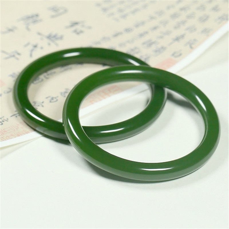 KarmaRipple's Cyan Jade Longevity Blessing Bangle Bracelet p2