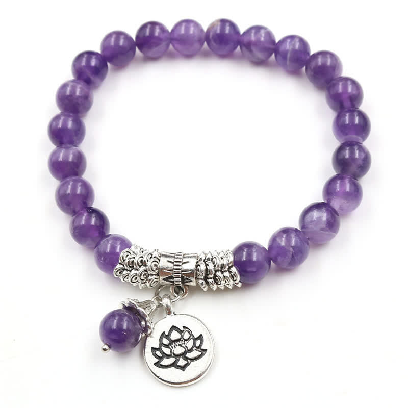 KarmaRipple's Amethyst Gemstone Lotus Balancing Balance Bracelet p1