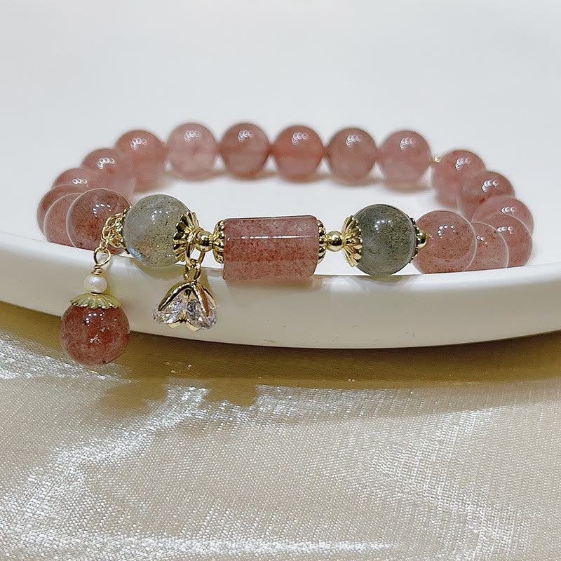 KarmaRipple's Authentic Strawberry Quartz Moonstone Love Bracelet p6