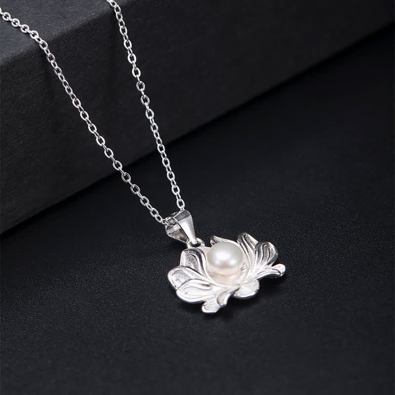 KarmaRipple's 925 Sterling Silver Lotus Flower Pearl Wealth Pendant Necklace p6