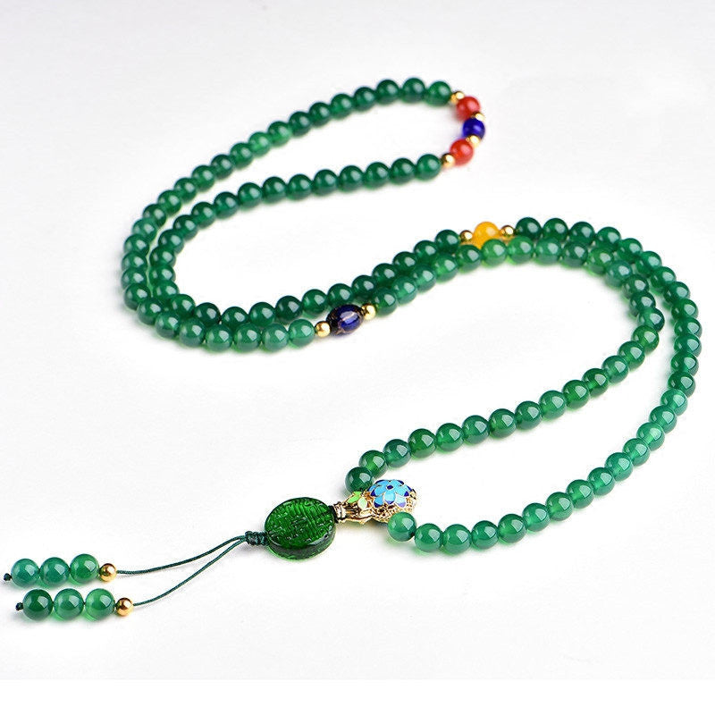 KarmaRipple's 108 Mala Beadwork Authentic Green Agate Power Support Bracelet p5