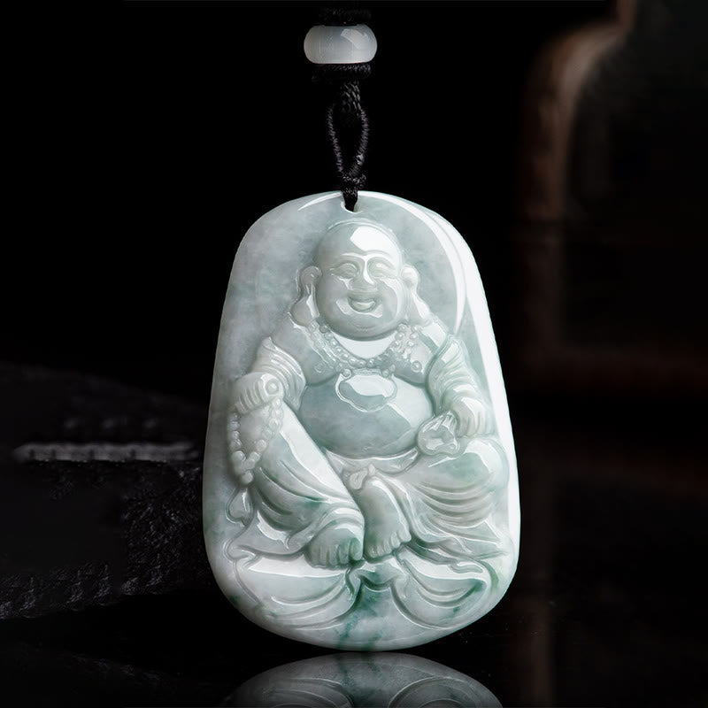 KarmaRipple's Authentic Jade Laughing Buddha Maitreya Buddha Fortune String Pendant Necklace p8