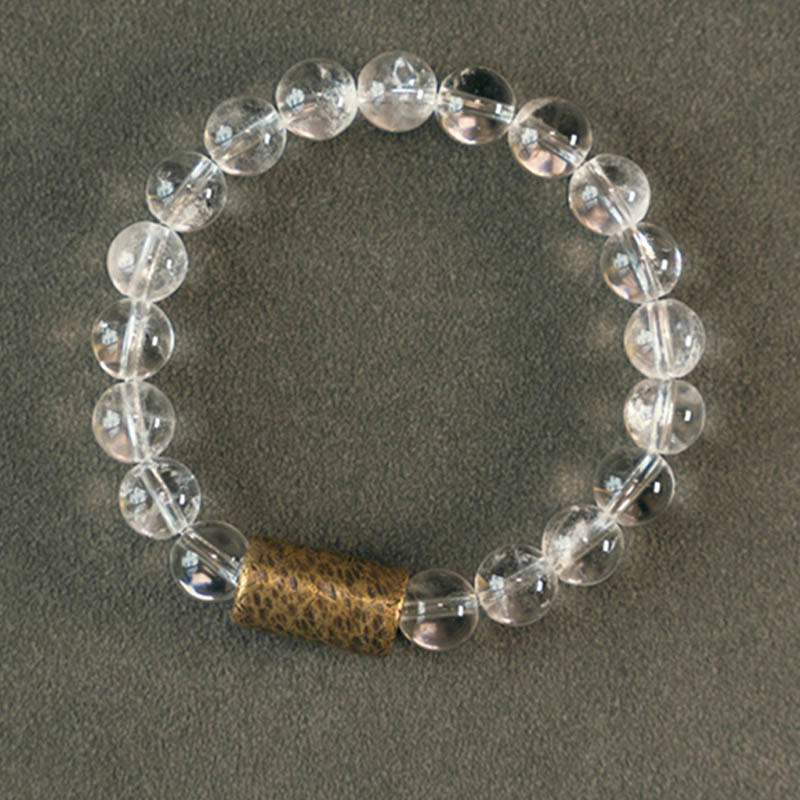 KarmaRipple's Ivory Gemstone Red Hematoid Quartz Gold Rutilated Quartz Purple Phantom Protection Bracelet p6