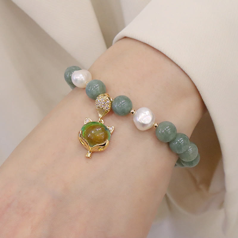 KarmaRipple's Jade Pearl Color-Changing Fox Talisman Fortune Bracelet p8