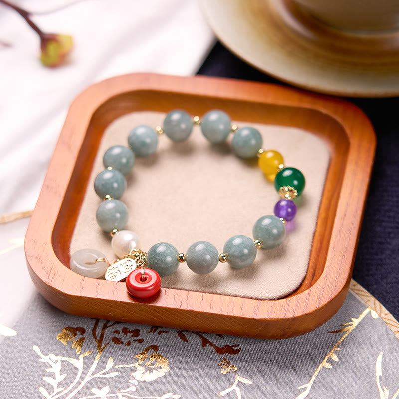 KarmaRipple's Jade Red Agate Peace Buckle Talisman Confidence Bracelet p6