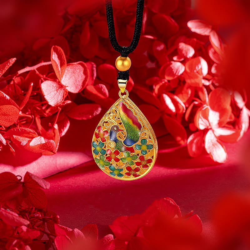 KarmaRipple's Colorful Phoenix Flower Fortune Strength Pendant Necklace p2