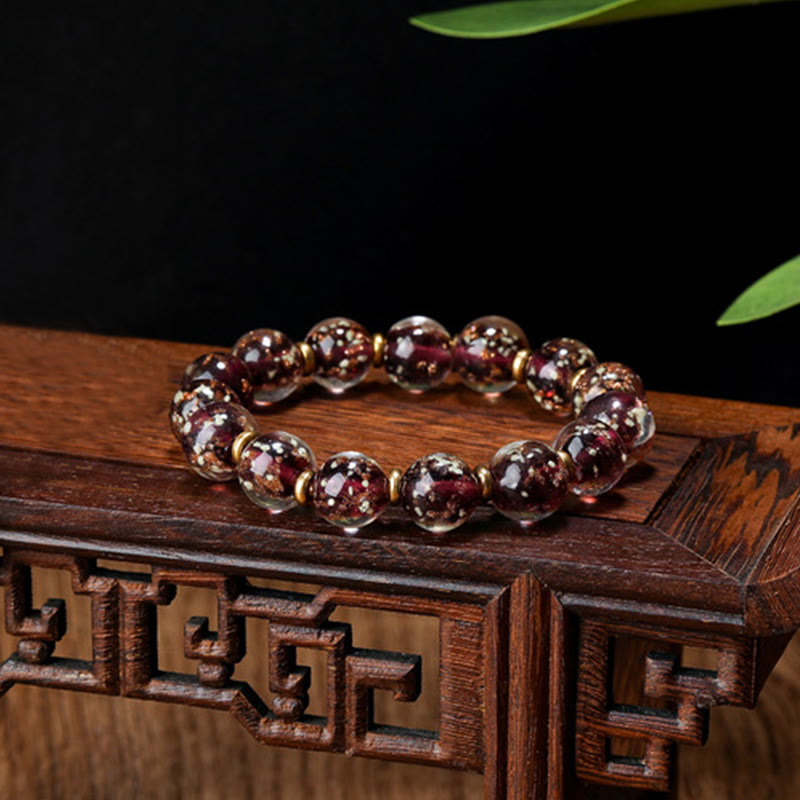 KarmaRipple's Gold Swallowing Beast Family Talisman Luminous Fluorescent Liuli Glass Bead Success Bracelet p11