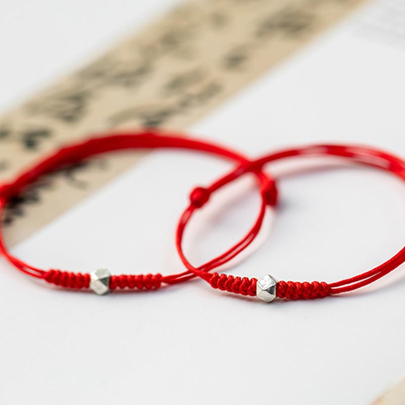 KarmaRipple's 925 Sterling Silver Fortune Bead Protection Red String Woven Bracelet p16