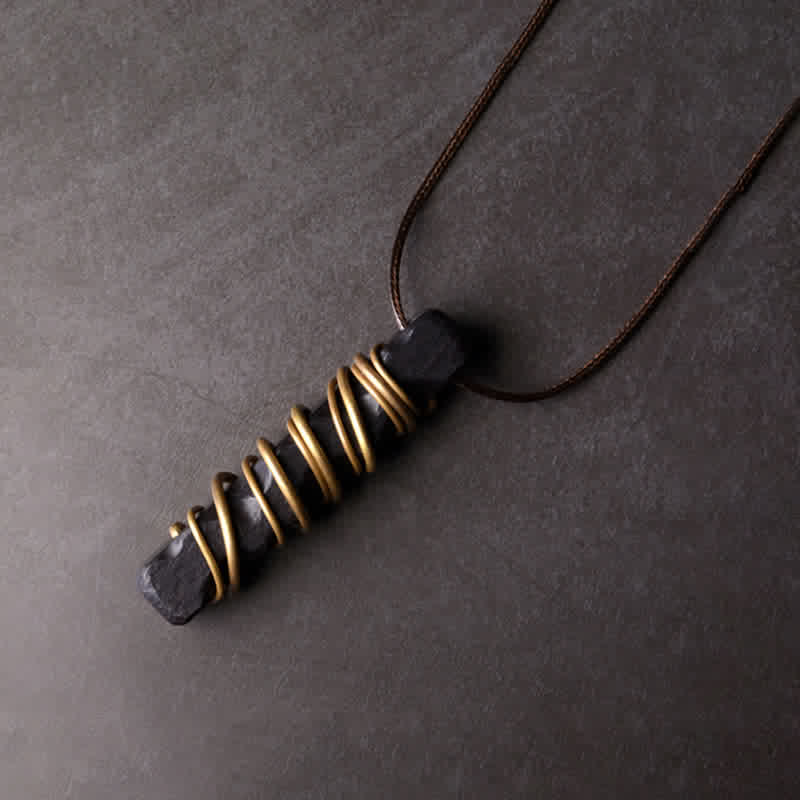 KarmaRipple's Tibet Ebony Wood Bronze Balance Peace Pendant Necklace p16