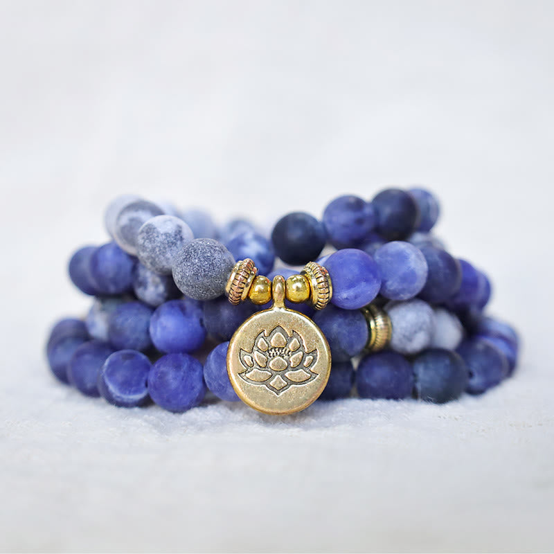 KarmaRipple's 108 Authentic Picasso Jasper & Blue Stone Mala Bead Lotus Necklace Bracelet p1