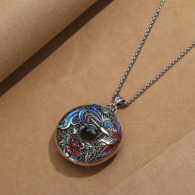 KarmaRipple's Phoenix Peony Flower Fortune Protection Pendant Necklace p9