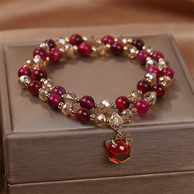 KarmaRipple's Red Tiger Eye Fox Protection Double Wrap Bracelet p1