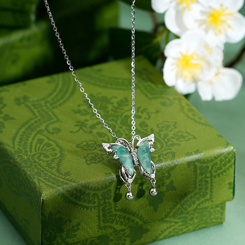 KarmaRipple's 925 Sterling Silver Green Jade Butterfly Fortune Pendant Necklace p10