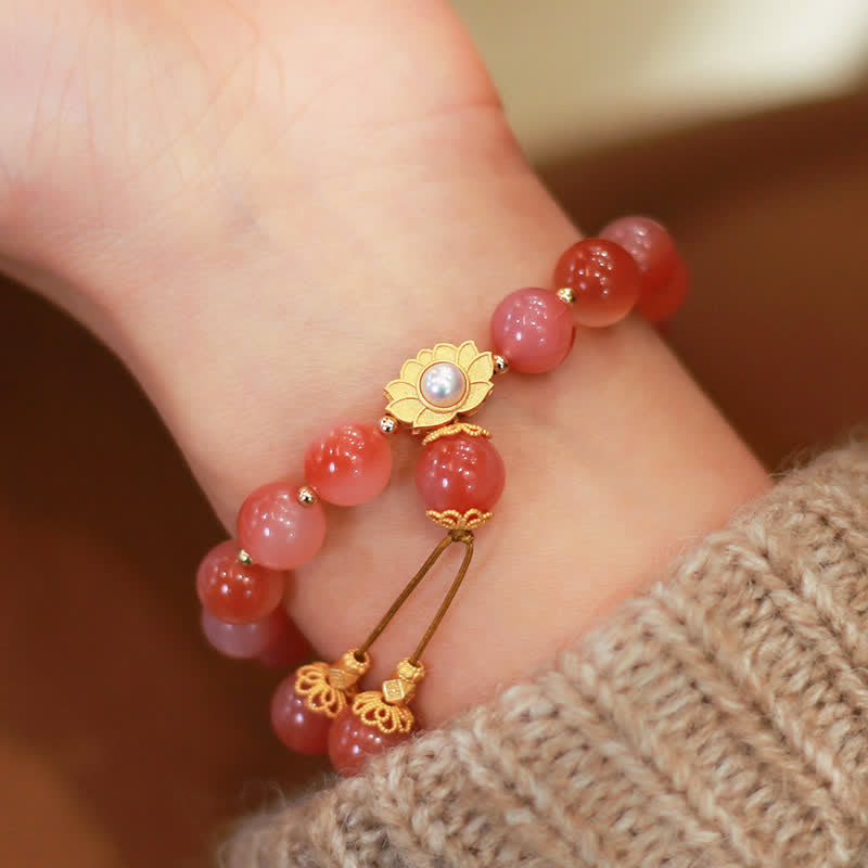 KarmaRipple's 925 Sterling Silver Yanyuan Agate Lotus Flower Enlightenment Bracelet p1