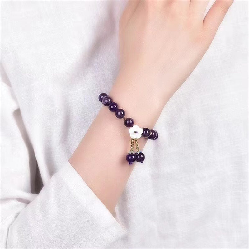 KarmaRipple's Authentic Amethyst Gemstone Flower Spiritual Balancing Bracelet p3