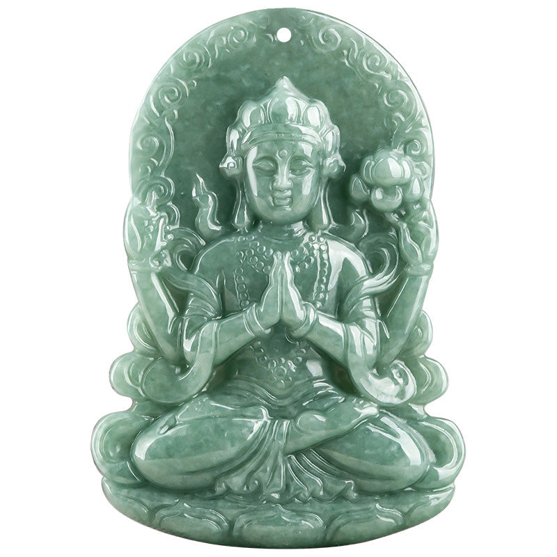 KarmaRipple's Four-armed Avalokitesvara Authentic Jade Amulet Blessing String Pendant p10