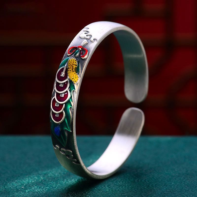 KarmaRipple's Feng Shui Five Emperor Coins Peanut Wealth Bracelet Bangle p1