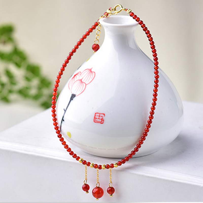 KarmaRipple's Red Agate Confidence Calm Anklet p2