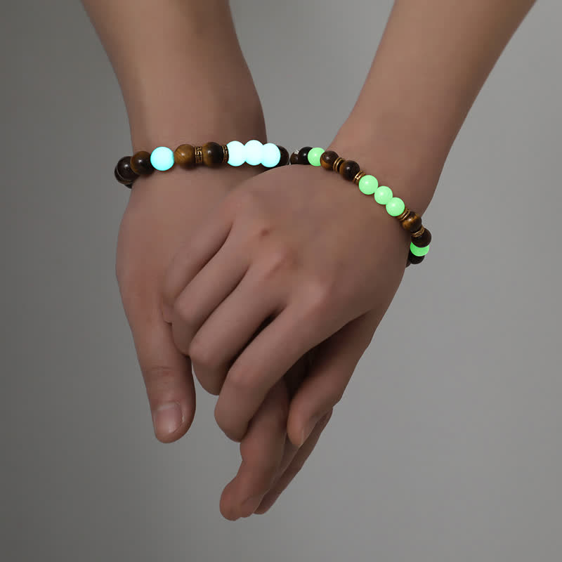 KarmaRipple's 2Pcs Tiger Eye Glowstone Luminous Bead Protection Pair Bracelet p3