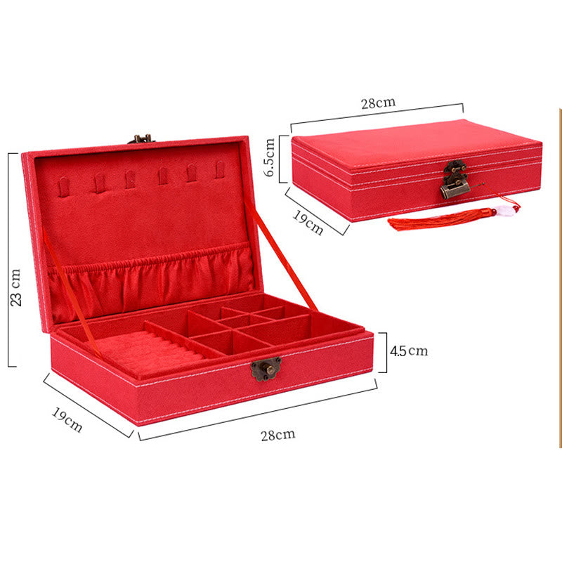 KarmaRipple's Simple Design Jewelry Box Organizer Single Layer Flannel Jewelry Storage Box With Lock p28