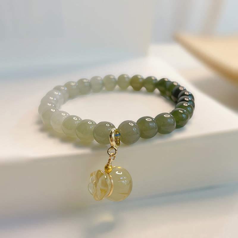 KarmaRipple's Authentic Hetian Jade Money Bag Talisman Bead Prosperity Bracelet p9
