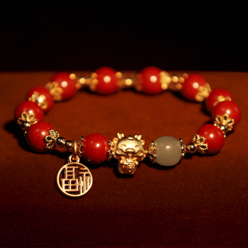 KarmaRipple's Year of the Dragon Authentic Cinnabar Fu Character Talisman Blessing Bracelet p7