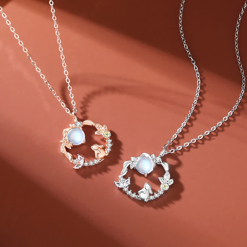 KarmaRipple's 925 Sterling Silver Year of the Rabbit Moonstone Moon Flower Pattern Pendant Necklace Bracelet Earrings p9