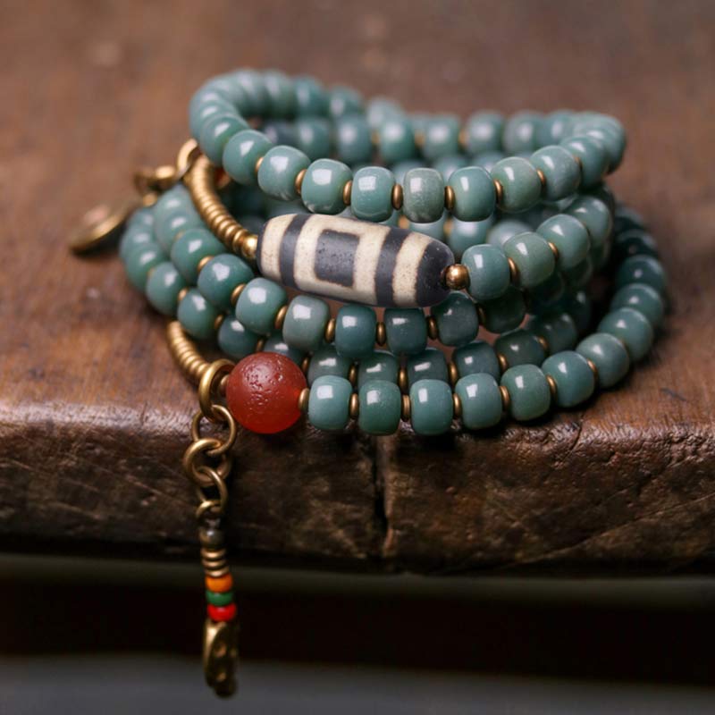 KarmaRipple's 108 Mala Beadwork Bodhi Seed Dzi Bead Wisdom Bracelet p2