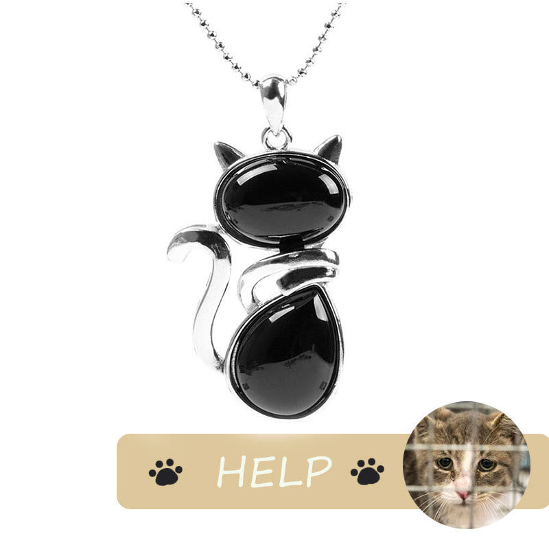 KarmaRipple's "Save A Cat" Cute Cat Pattern Authentic Gemstone Protection Cat-Loving Necklace Pendant p29
