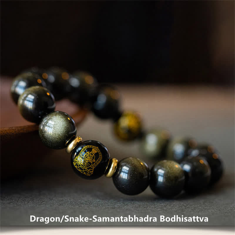 KarmaRipple's Chinese Zodiac Natal Buddha Gold Sheen Obsidian Wealth Protection Bracelet p4