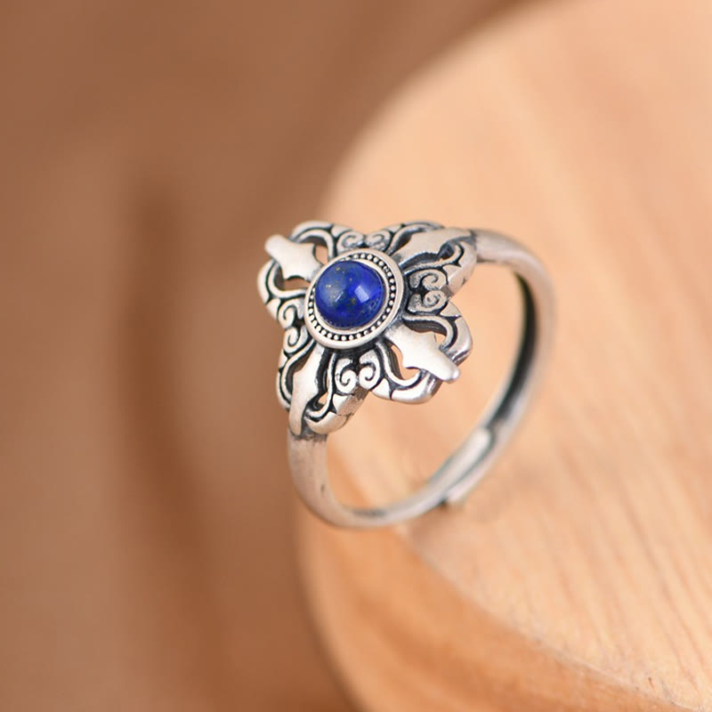 KarmaRipple's Tibet 925 Sterling Silver Authentic Lazurite Positive Adjustable Ring p2