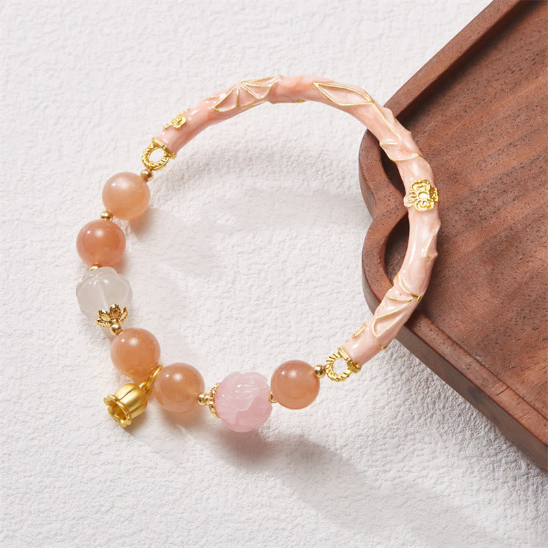 KarmaRipple's Sun Stone Golden Silk Jade Lily of the Valley Talisman Positive Bracelet Bangle p2