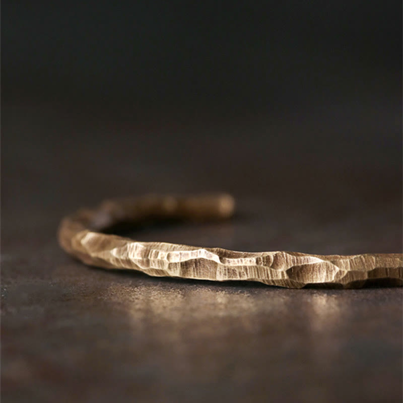 KarmaRipple's Tibetan Bump Texture Bronze Fortune Cuff Bracelet Bangle p4