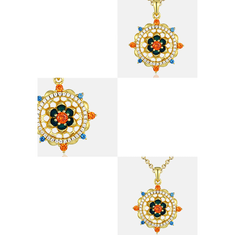 KarmaRipple's 925 Sterling Silver Lotus Flower Colorful Zircon New Beginning Pendant Necklace p6