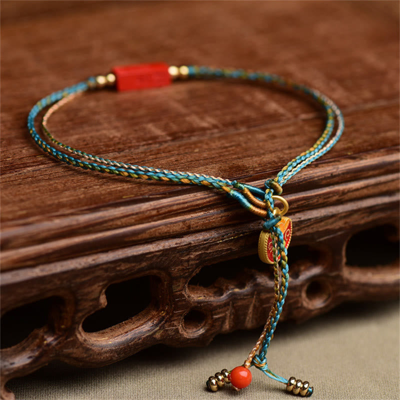 KarmaRipple's Handmade Cinnabar As one'shes Blessing Braid Double Layer Bracelet p2