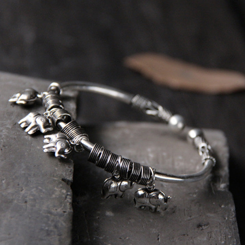 KarmaRipple's 925 Sterling Silver Elephant Strength Bracelet Bangle p4