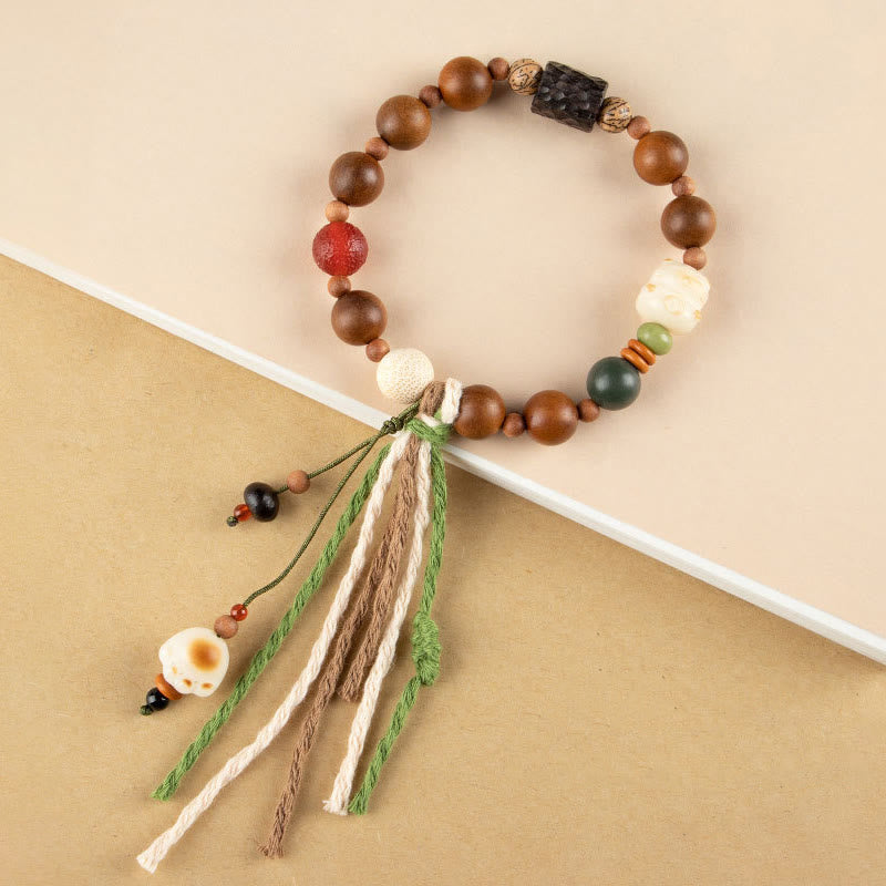 KarmaRipple's Lightning Strike Wood Bodhi Seed Cat Paw Claw Auspiciousness Protection Tassel Bracelet p1