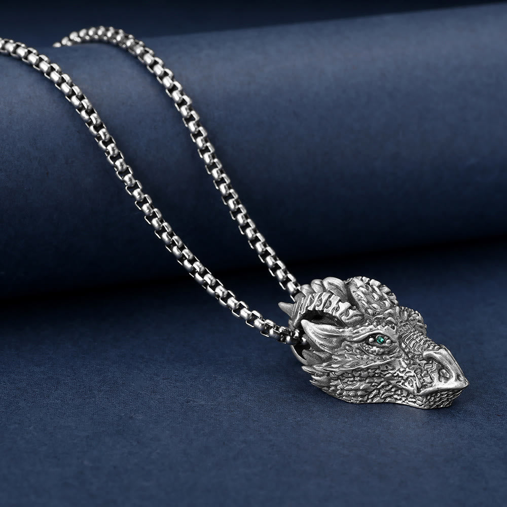 KarmaRipple's Pure Tin Dragon Head Fortune Protection Metal Pendant Necklace p5