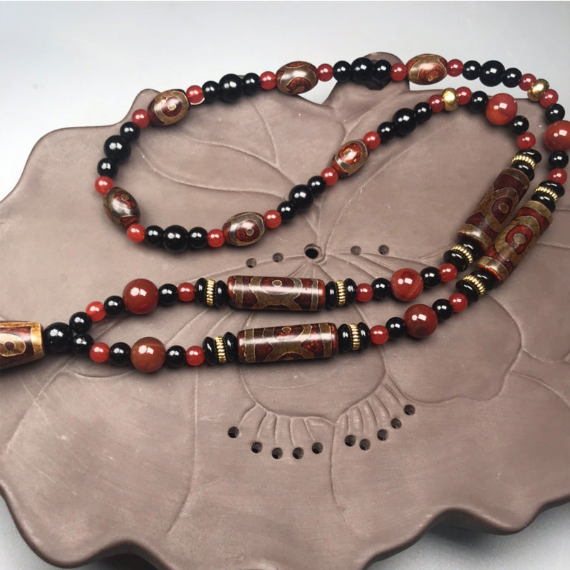 KarmaRipple's Nine-Eye Dzi Bead Red Agate Wealth Health Pendant p2
