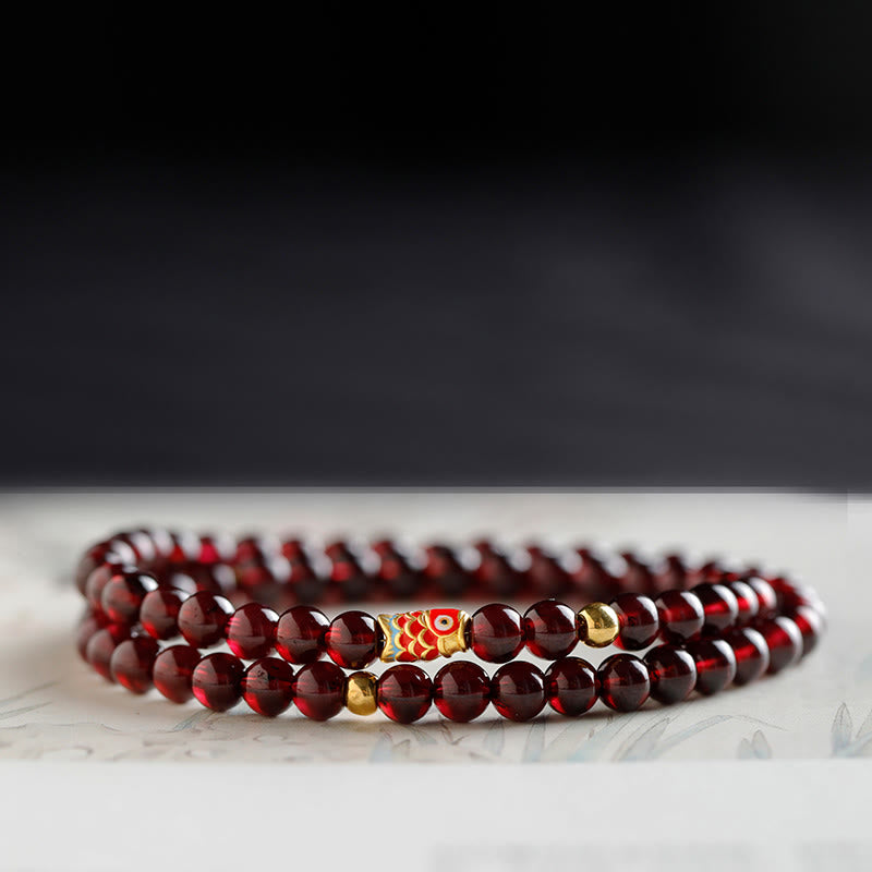 KarmaRipple's 999 Gold Koi Fish Authentic Garnet Protection Bracelet p3
