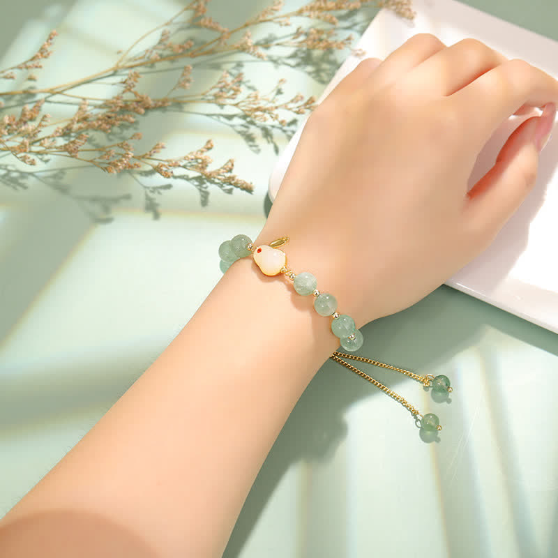 KarmaRipple's Year of the Rabbit Authentic Green Aventurine Fortune Bead Bracelet p3