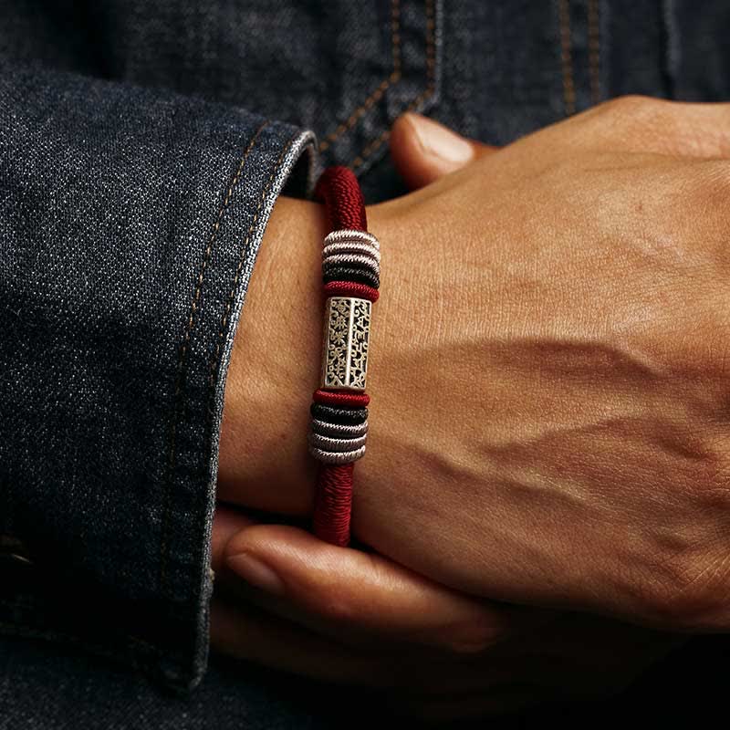 KarmaRipple's 925 Sterling Silver Om Mani Padme Hum Peace Red String Bracelet p5