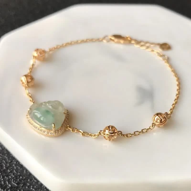 KarmaRipple's Laughing Buddha Jade Abundance Chain Bracelet p2