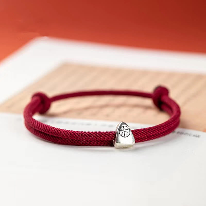 KarmaRipple's 925 Sterling Silver Fu Character Blessing Handmade Woven Bracelet p6