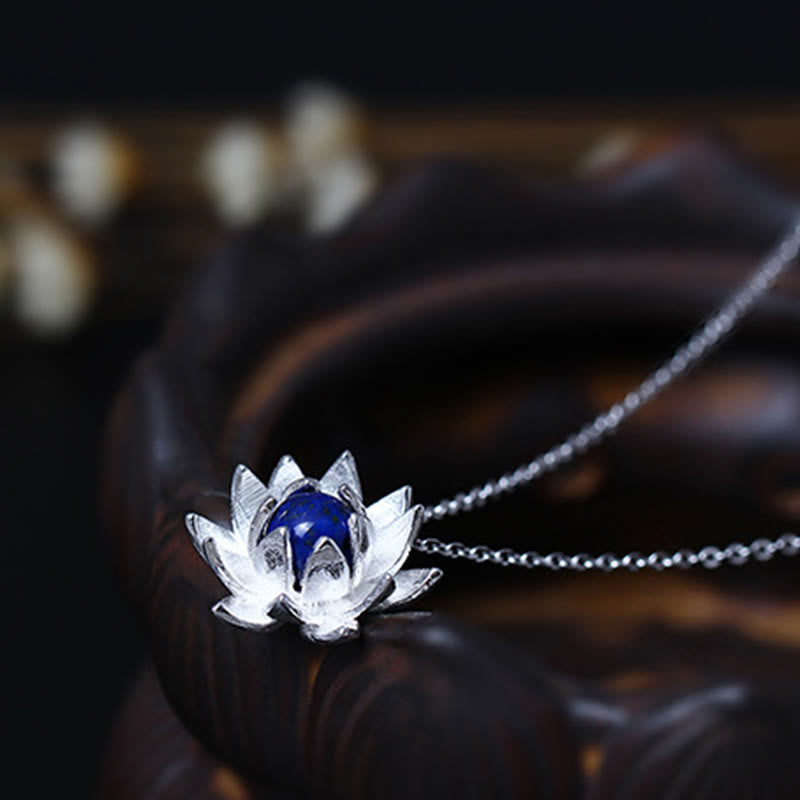 KarmaRipple's 925 Sterling Silver Lazurite Lotus Flower Self Care Pendant Necklace p9