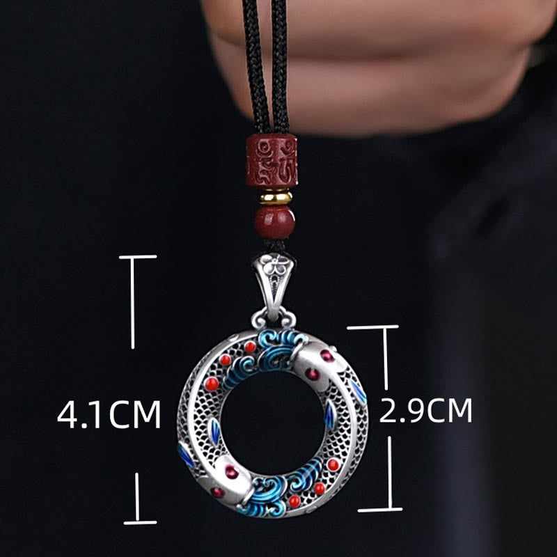 KarmaRipple's Koi Fish Peace Buckle Bronze Wealth Fortune Pendant Necklace p7