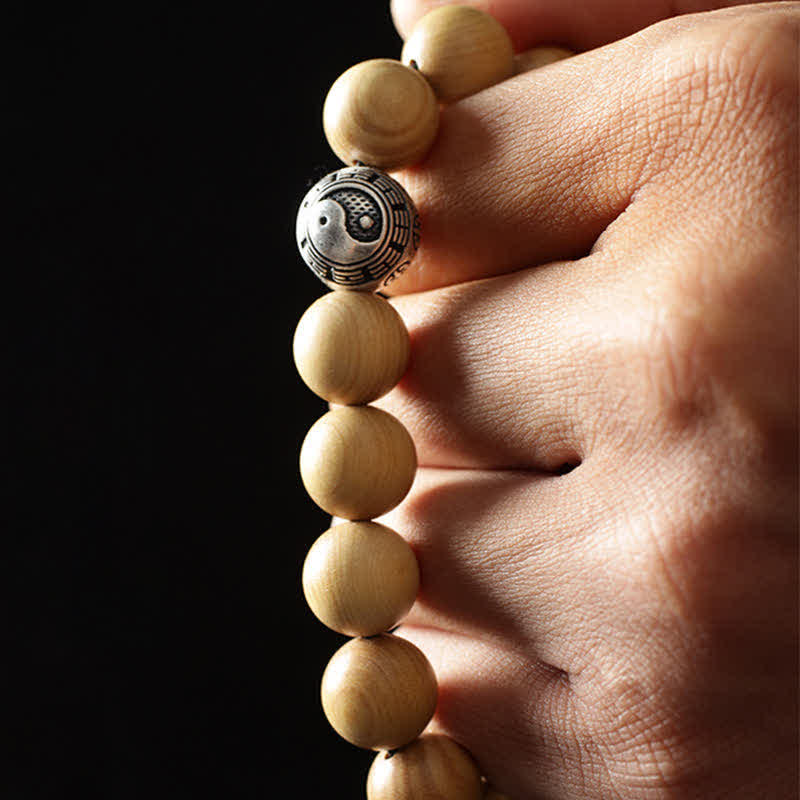 KarmaRipple's Tibet Peach Wood Lotus Cinnabar Bagua Yin Yang Fortune Wealth Bracelet p11